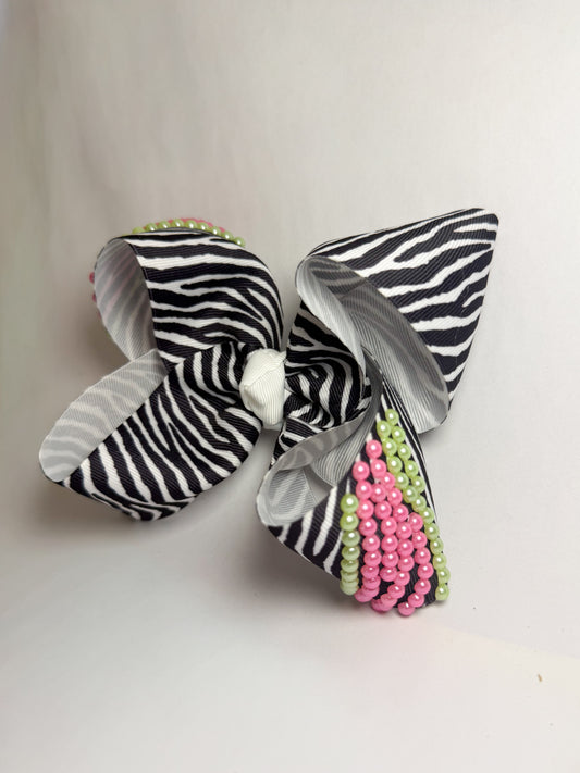 5” Zebra w Pink & Green Pearls