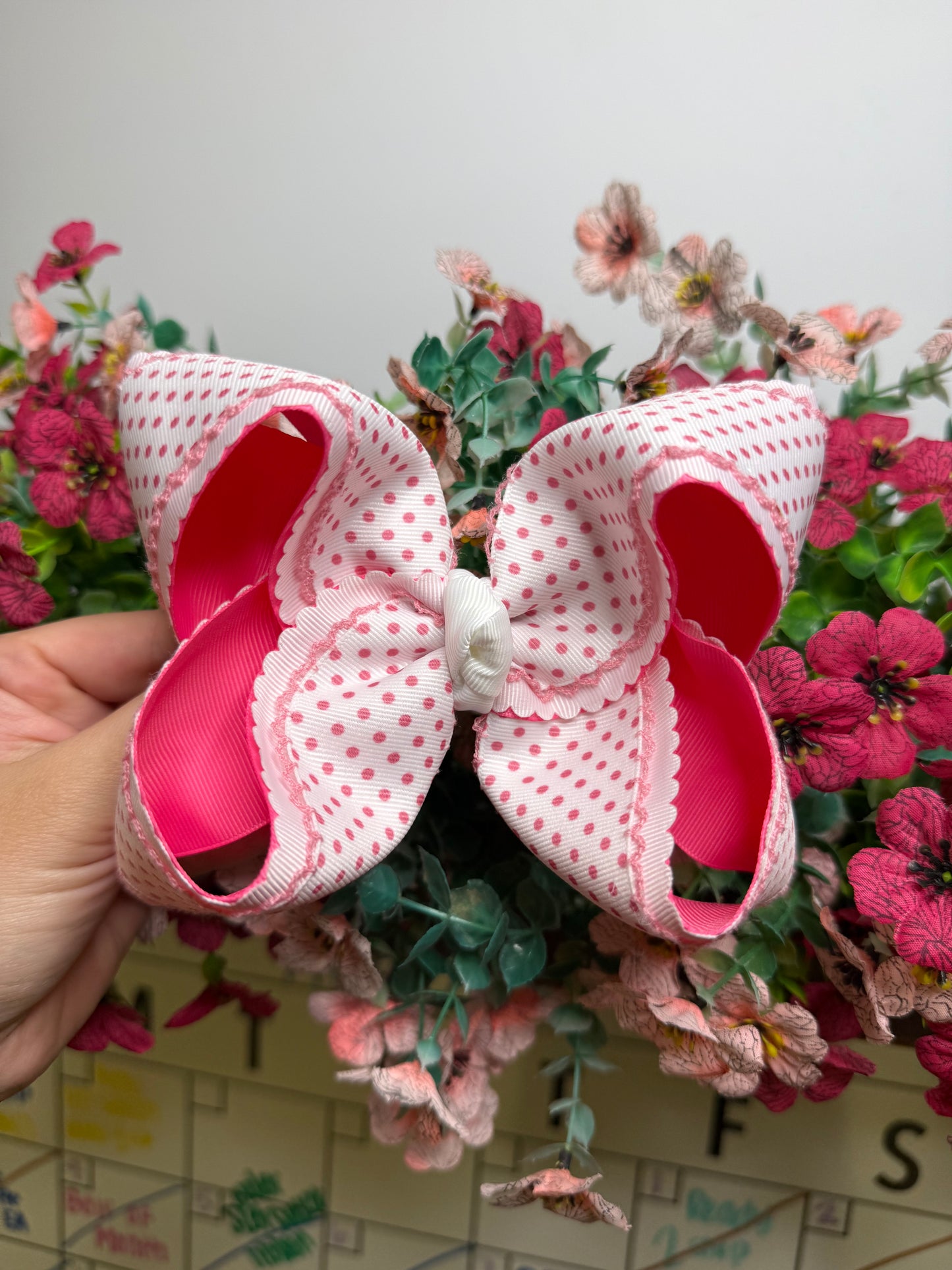 5” Clip | Pink Polka Dot