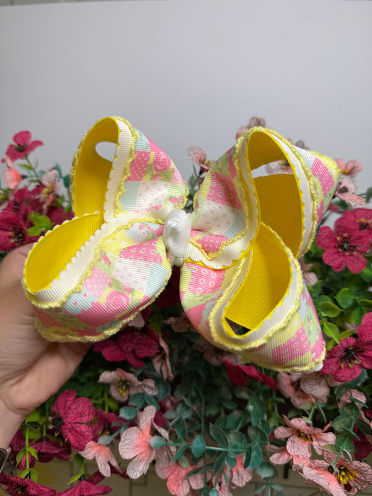 5” Clip | Yellow Patchwork