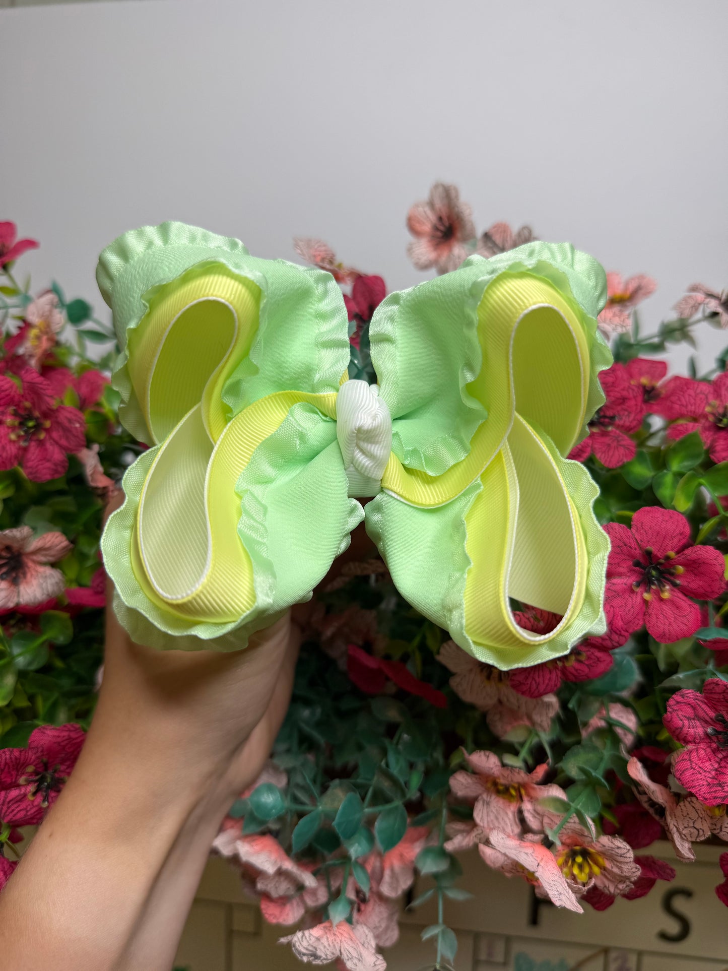 4” Your Choice | Yellow w Mint Ruffle