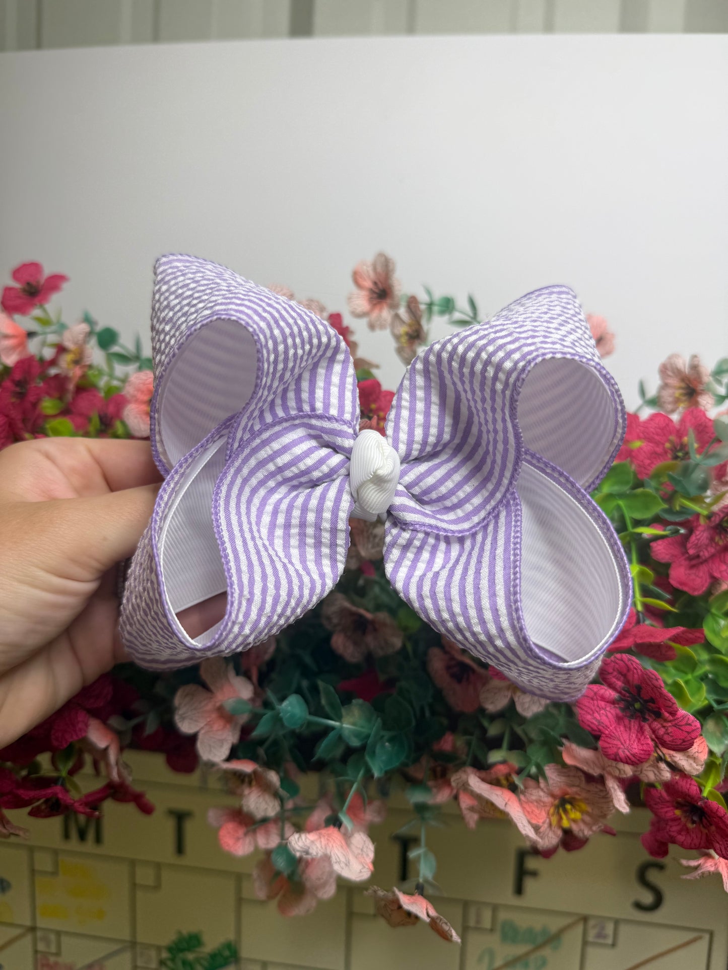 5” Clip | Purple Seersucker