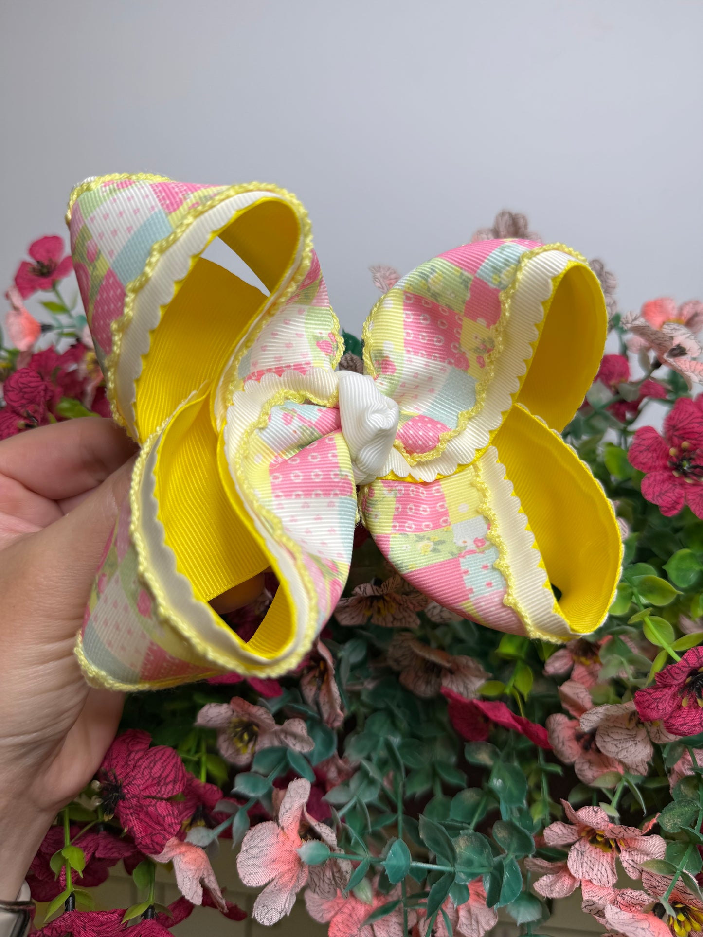 5” Clip | Yellow Patchwork