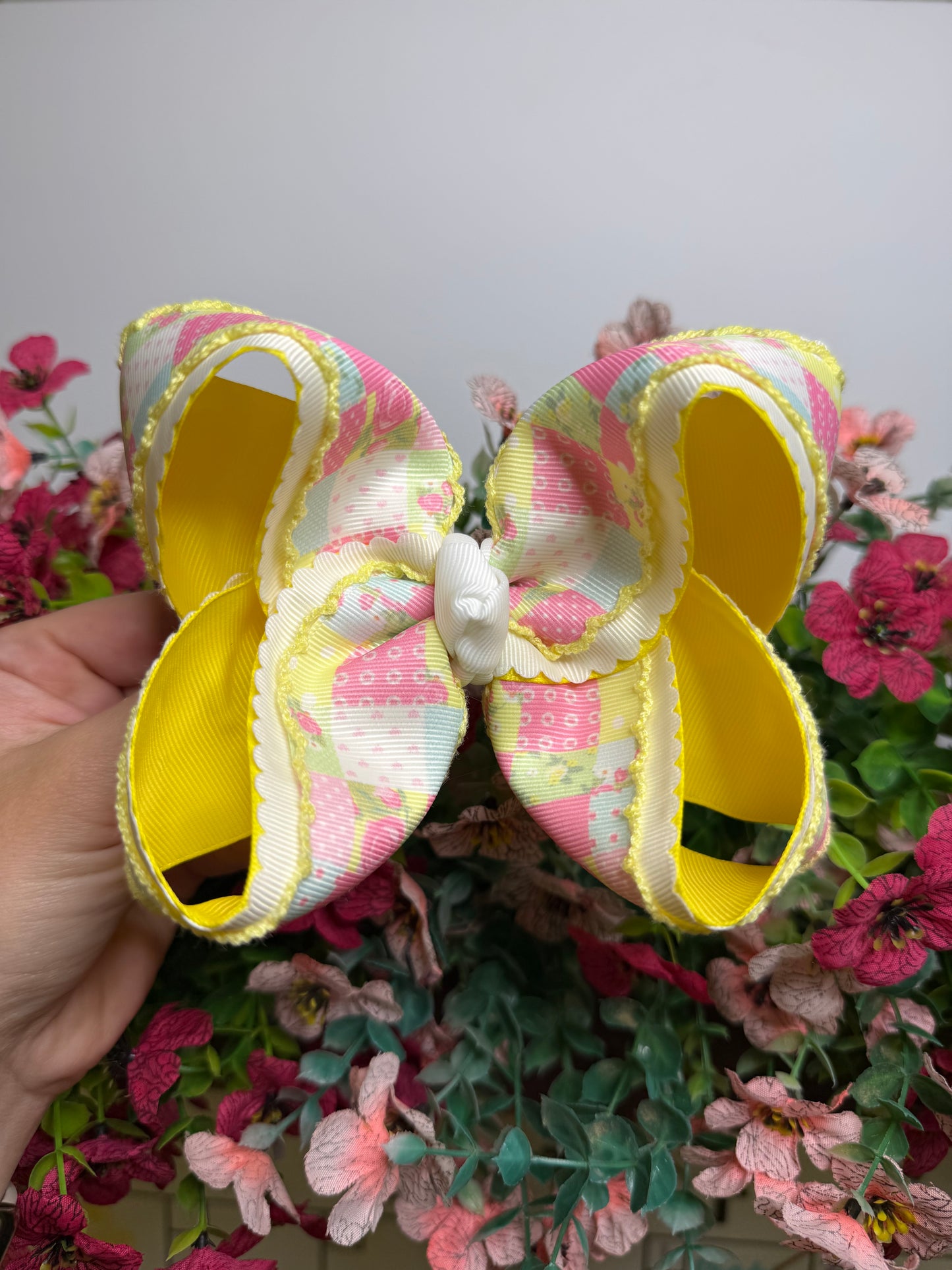 5” Clip | Yellow Patchwork