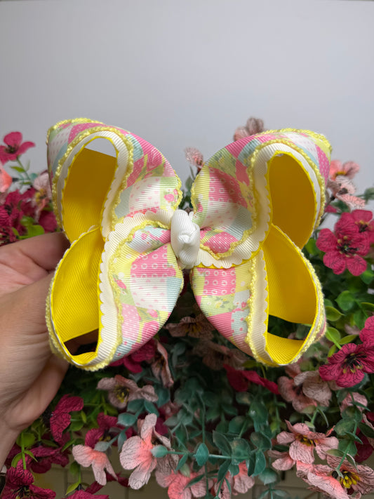 5” Clip | Yellow Patchwork