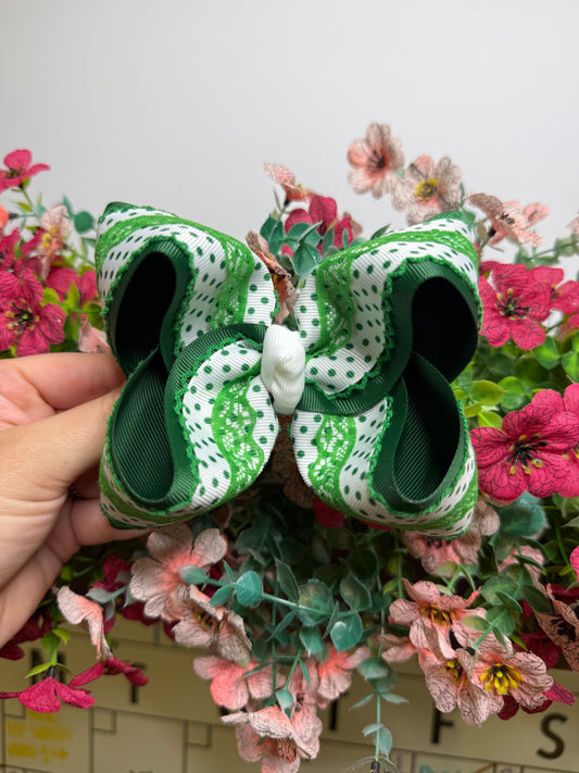 4” Clip | Green Polka Dot