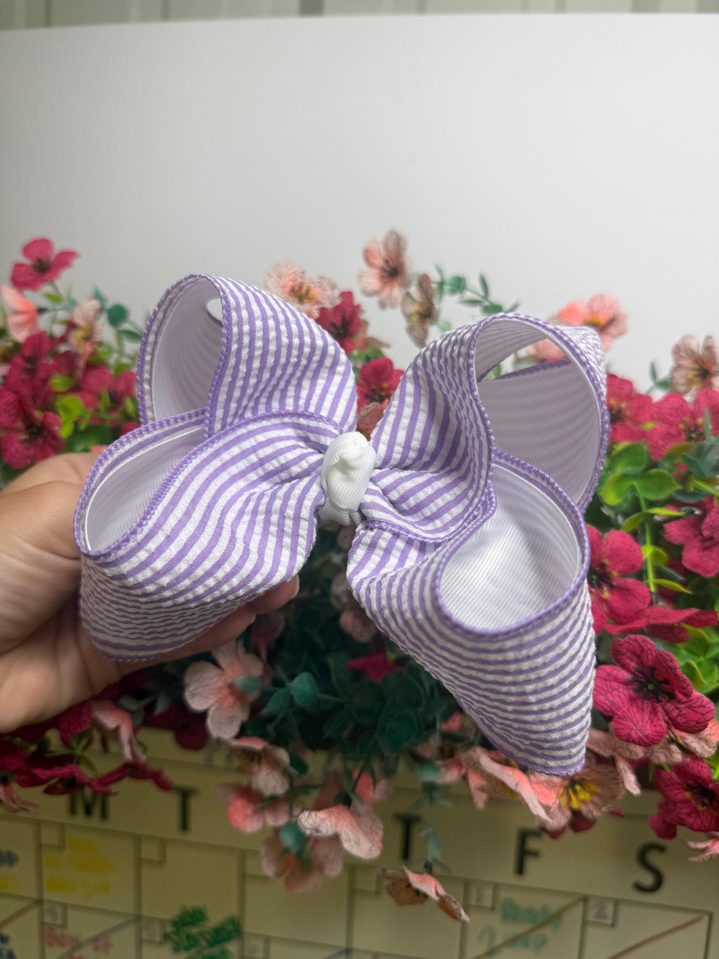 5” Clip | Purple Seersucker