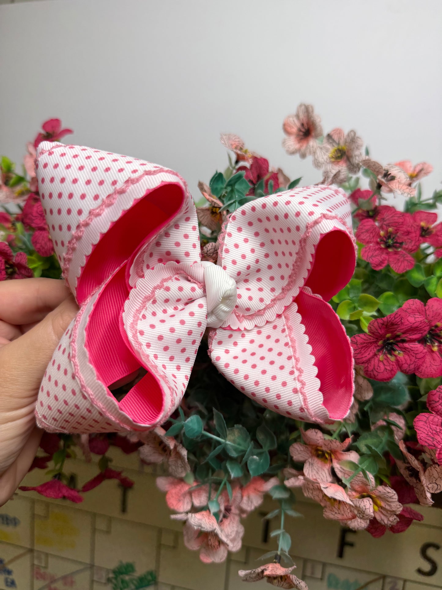 5” Clip | Pink Polka Dot
