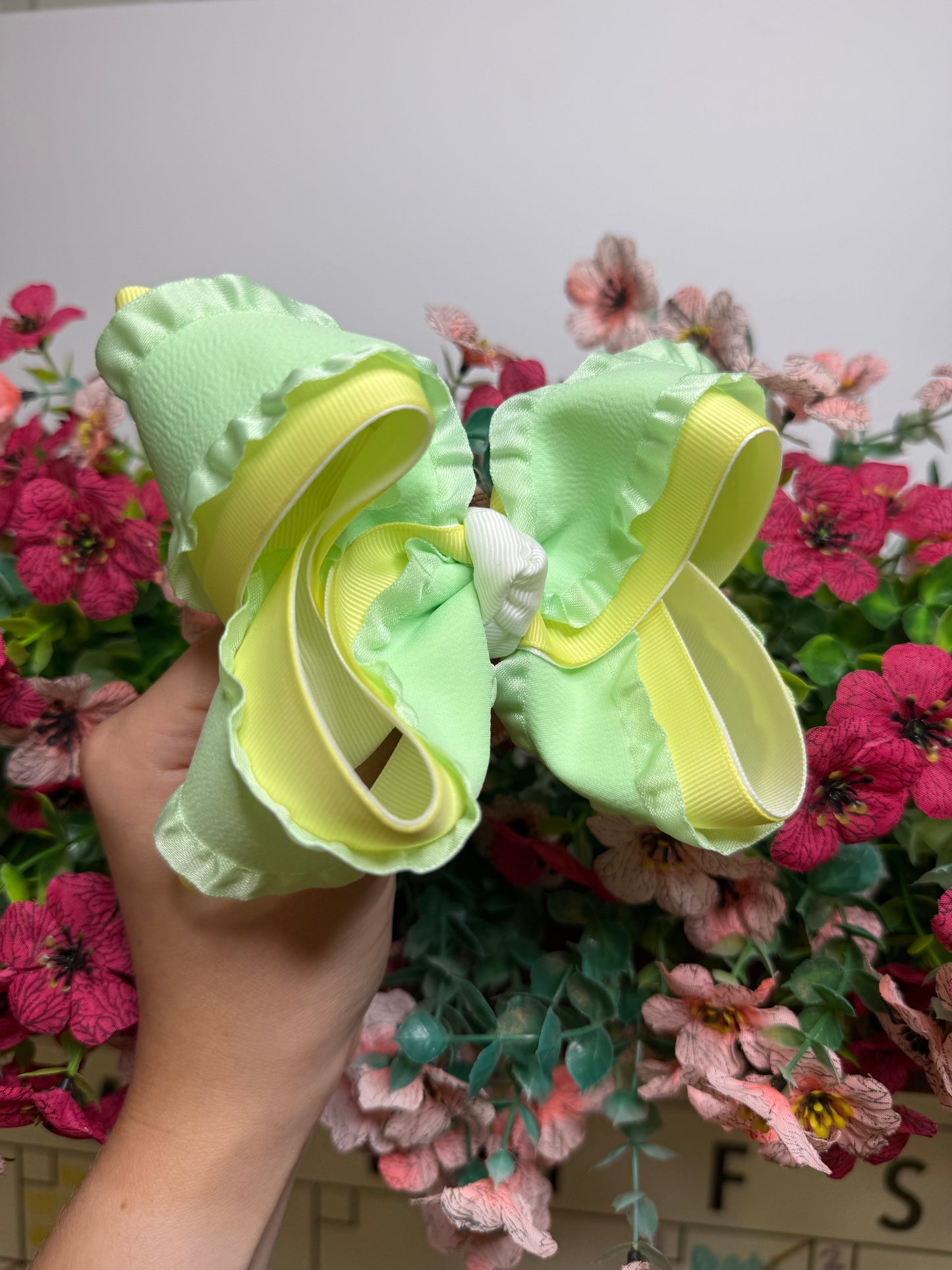 4” Your Choice | Yellow w Mint Ruffle