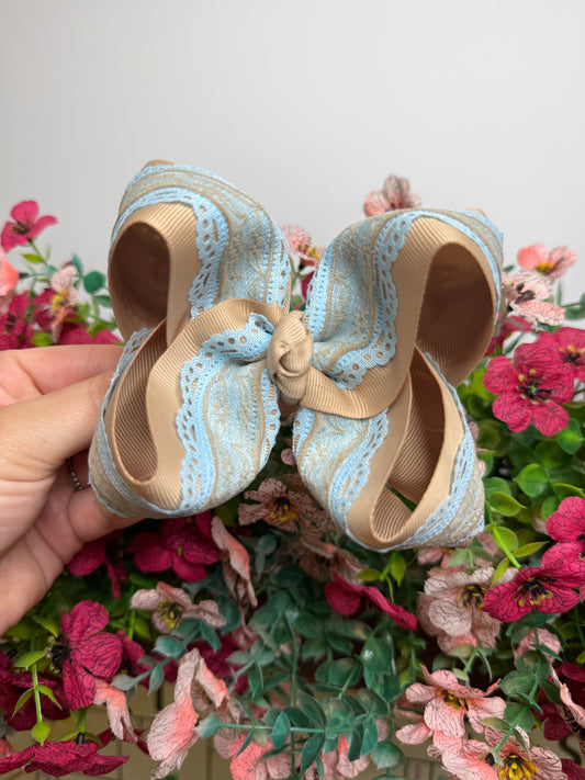 4” Clip | Tan w Blue
