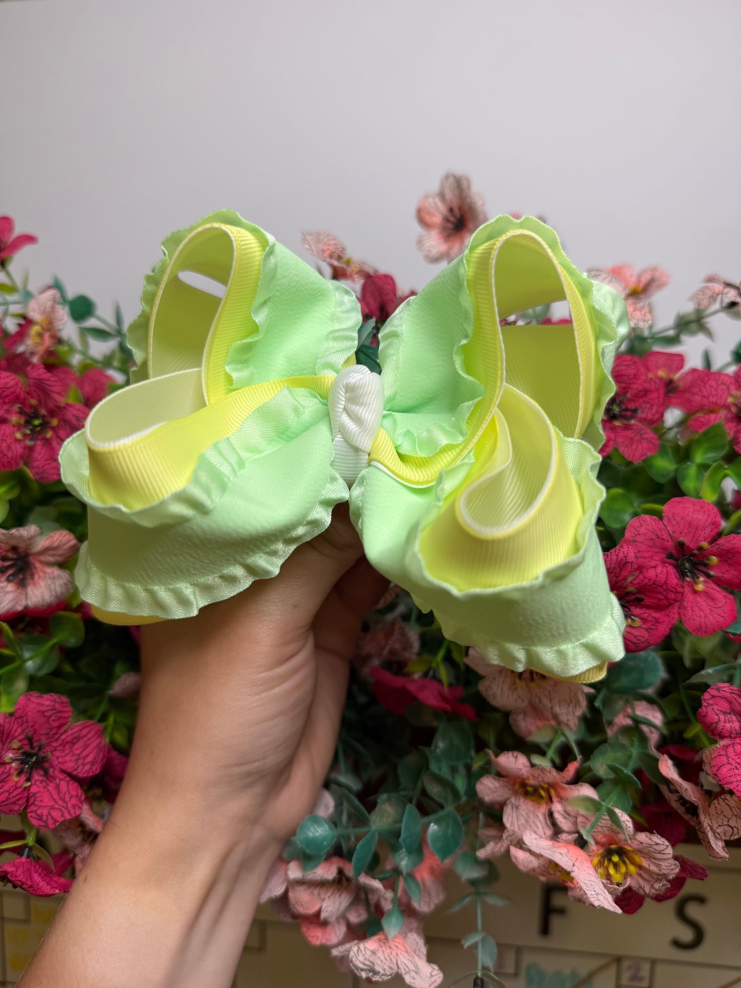4” Your Choice | Yellow w Mint Ruffle