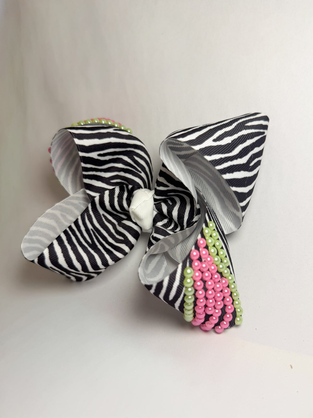 5” Zebra w Pink & Green Pearls